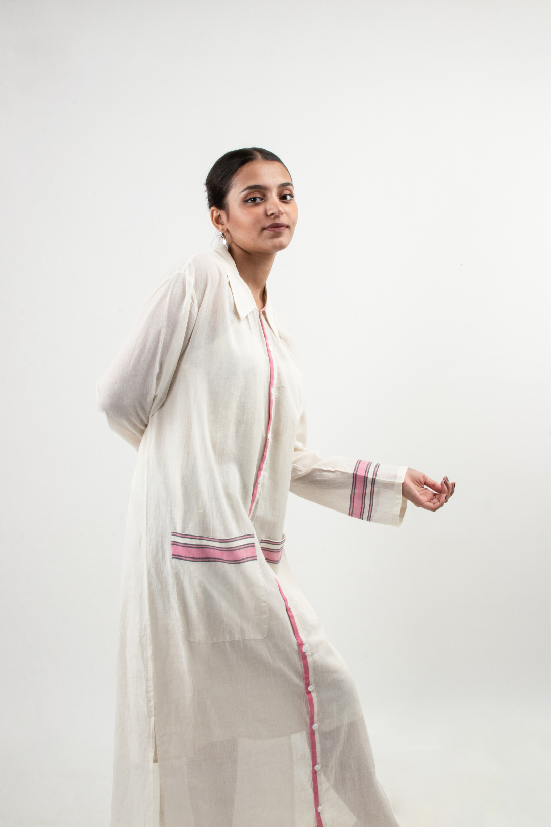 YUGA Long Shirt Dress | Kavu Pink Border