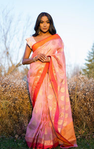 Peach Kota Saree
